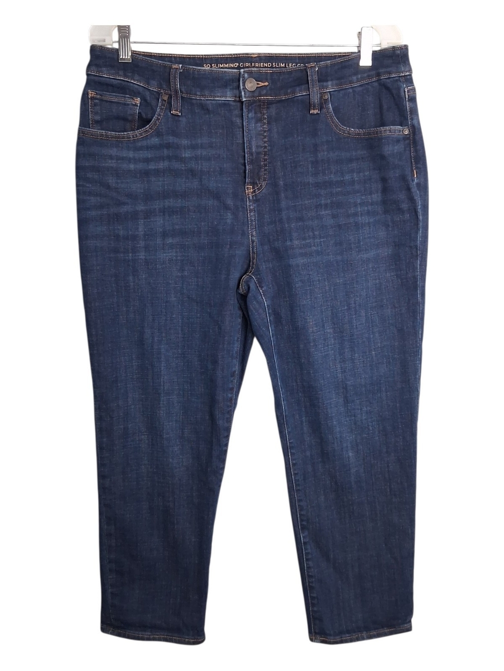 Chicos So Slimming Girlfriend Jeans Size 2 Med US L 12 Slim Leg Crop Denim Blue